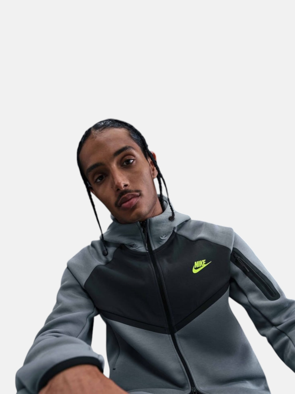 Толстовка чоловіча Nike Tech Fleece Windrunner "Grey/Volt" IH4302-065