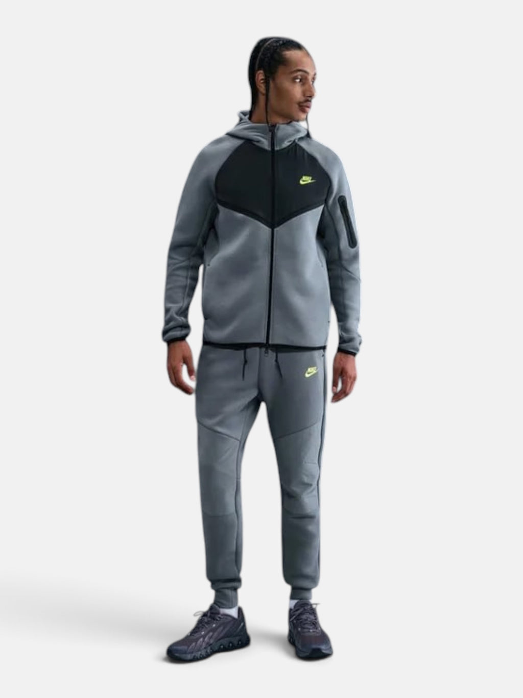 Толстовка чоловіча Nike Tech Fleece Windrunner "Grey/Volt" IH4302-065
