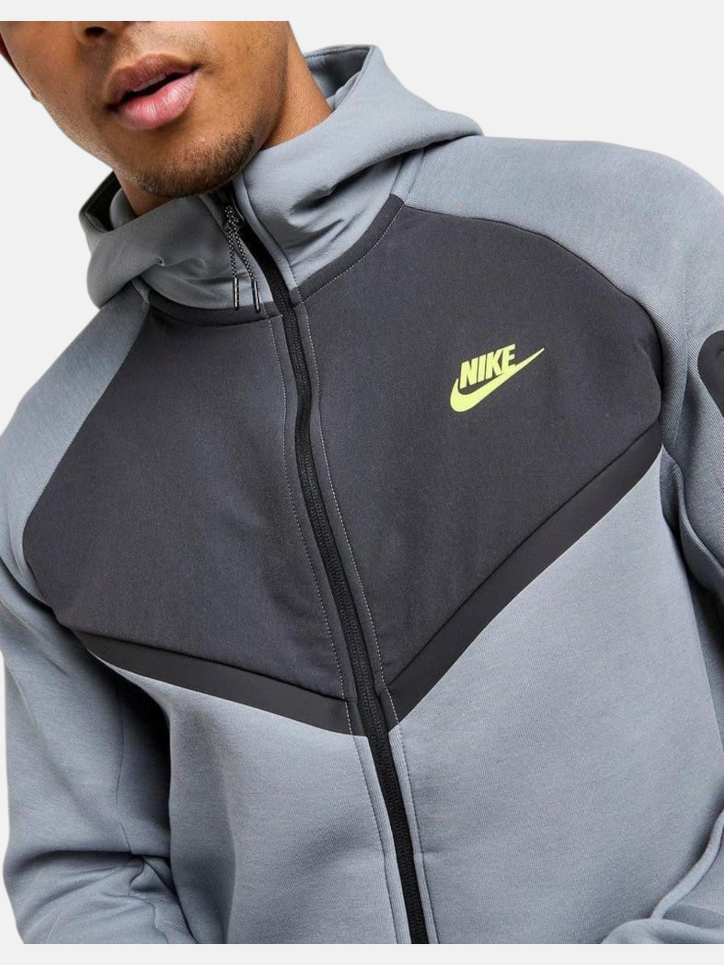 Толстовка чоловіча Nike Tech Fleece Windrunner "Grey/Volt" IH4302-065