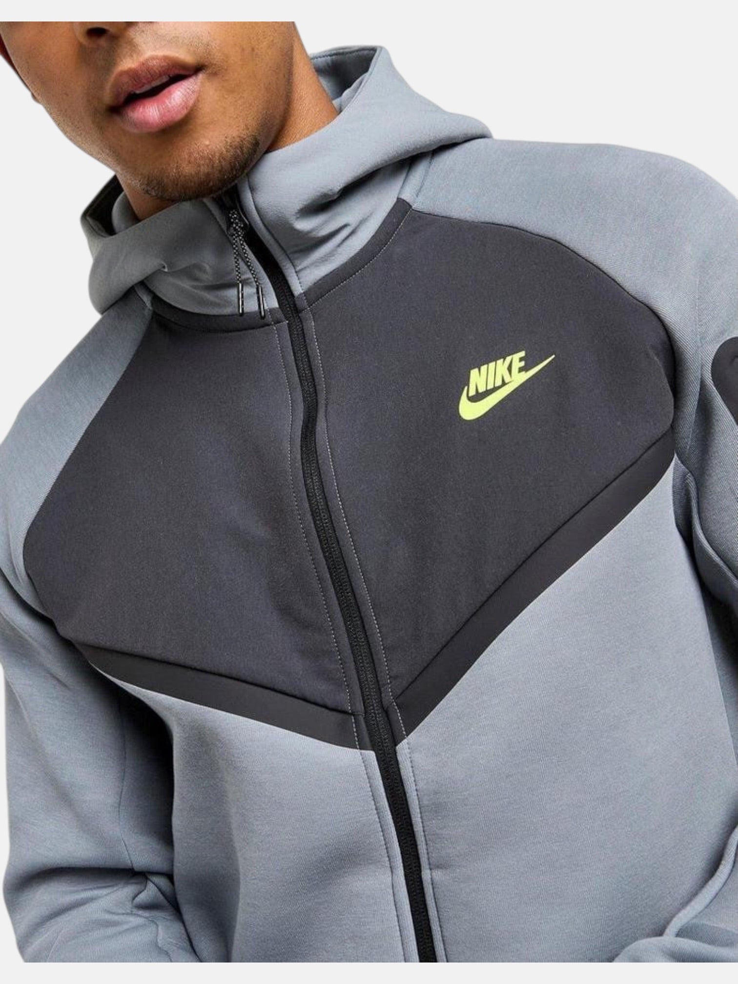 Толстовка чоловіча Nike Tech Fleece Windrunner "Grey/Volt" IH4302-065