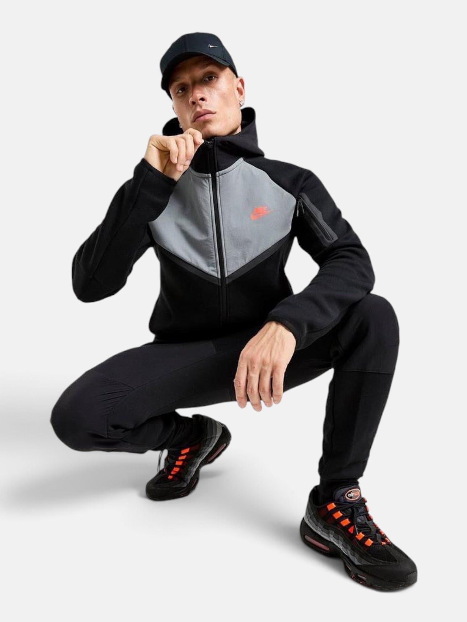 Толстовка чоловіча Nike Tech Fleece Windrunner "Black/Grey" IH4302-010