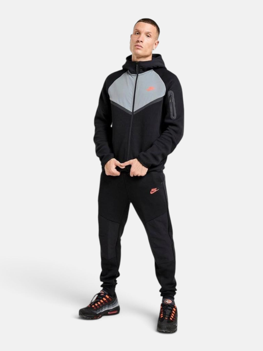 Толстовка чоловіча Nike Tech Fleece Windrunner "Black/Grey" IH4302-010