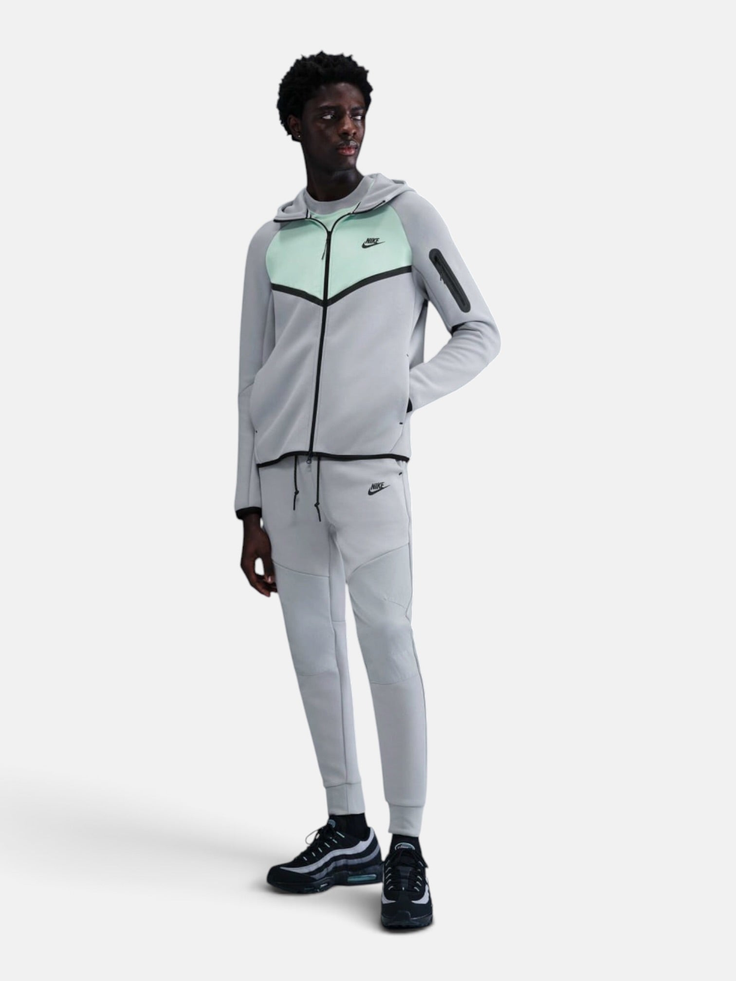 Толстовка чоловіча Nike Tech Fleece Windrunner "Wolf Grey/Mint" IH4302-012