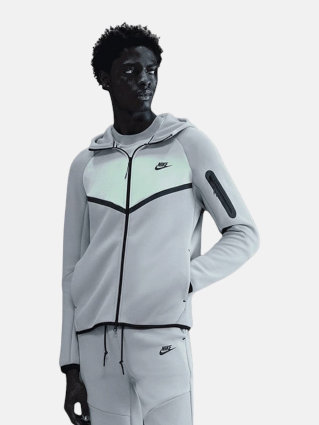 Толстовка чоловіча Nike Tech Fleece Windrunner "Wolf Grey/Mint" IH4302-012