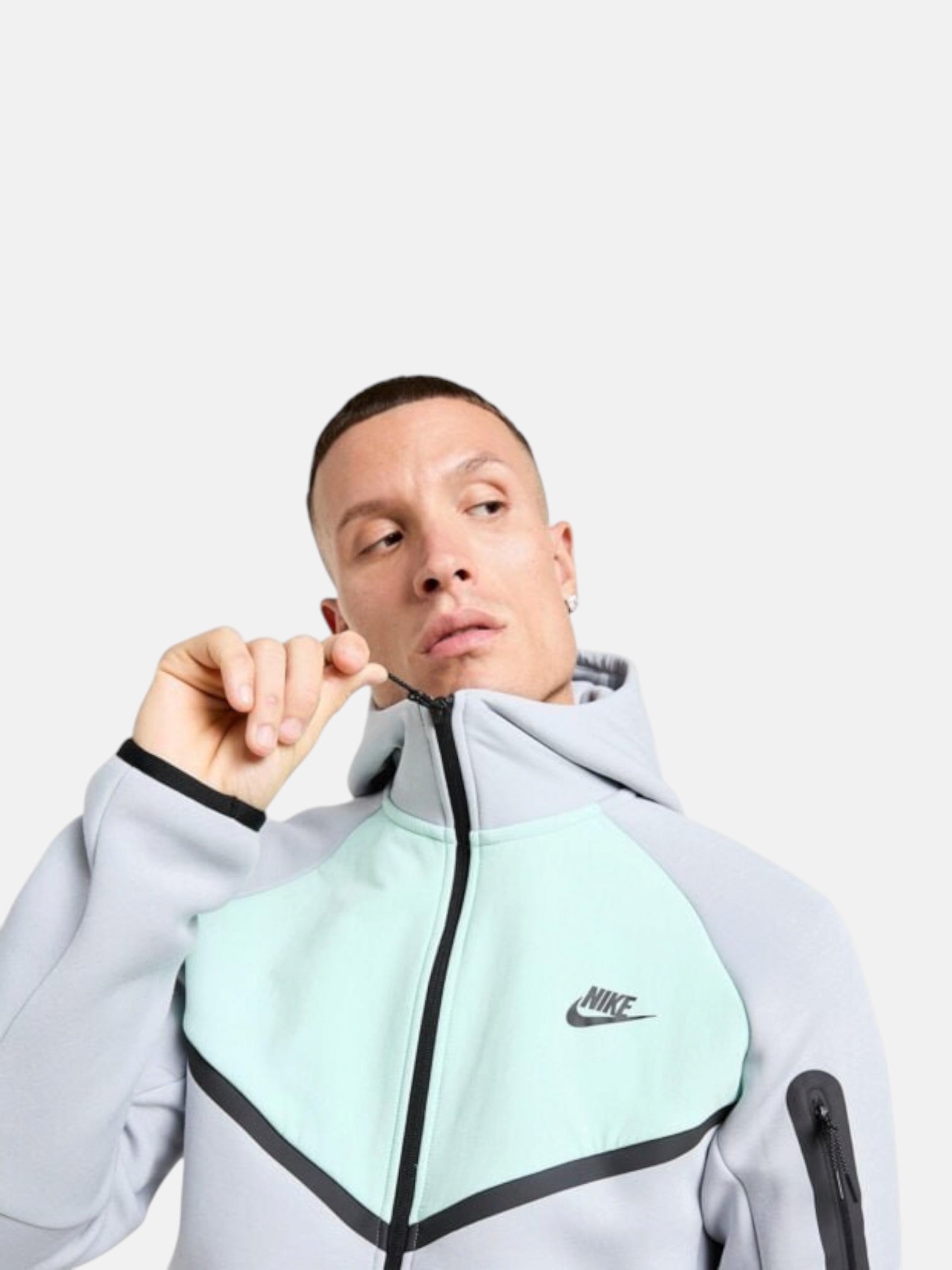 Толстовка чоловіча Nike Tech Fleece Windrunner "Wolf Grey/Mint" IH4302-012