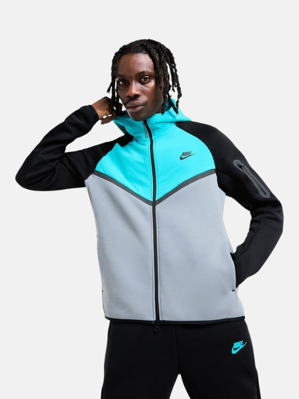 Толстовка чоловіча Nike Tech Fleece Windrunner "Grey/Turquoise" IH4302-084