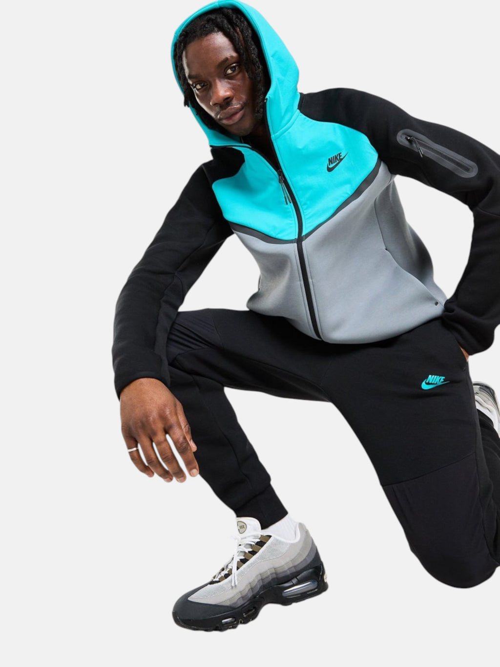 Толстовка чоловіча Nike Tech Fleece Windrunner "Grey/Turquoise" IH4302-084