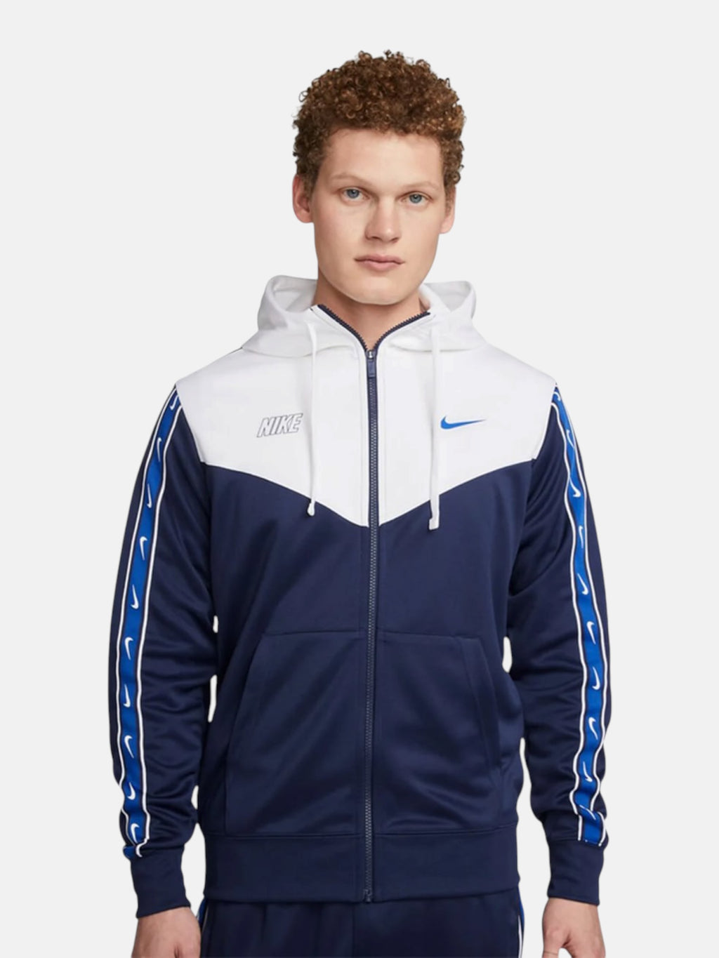 Чоловіча кофта Nike Sportswear Repeat Full-Zip Hoodie Blue/White DX2025-411