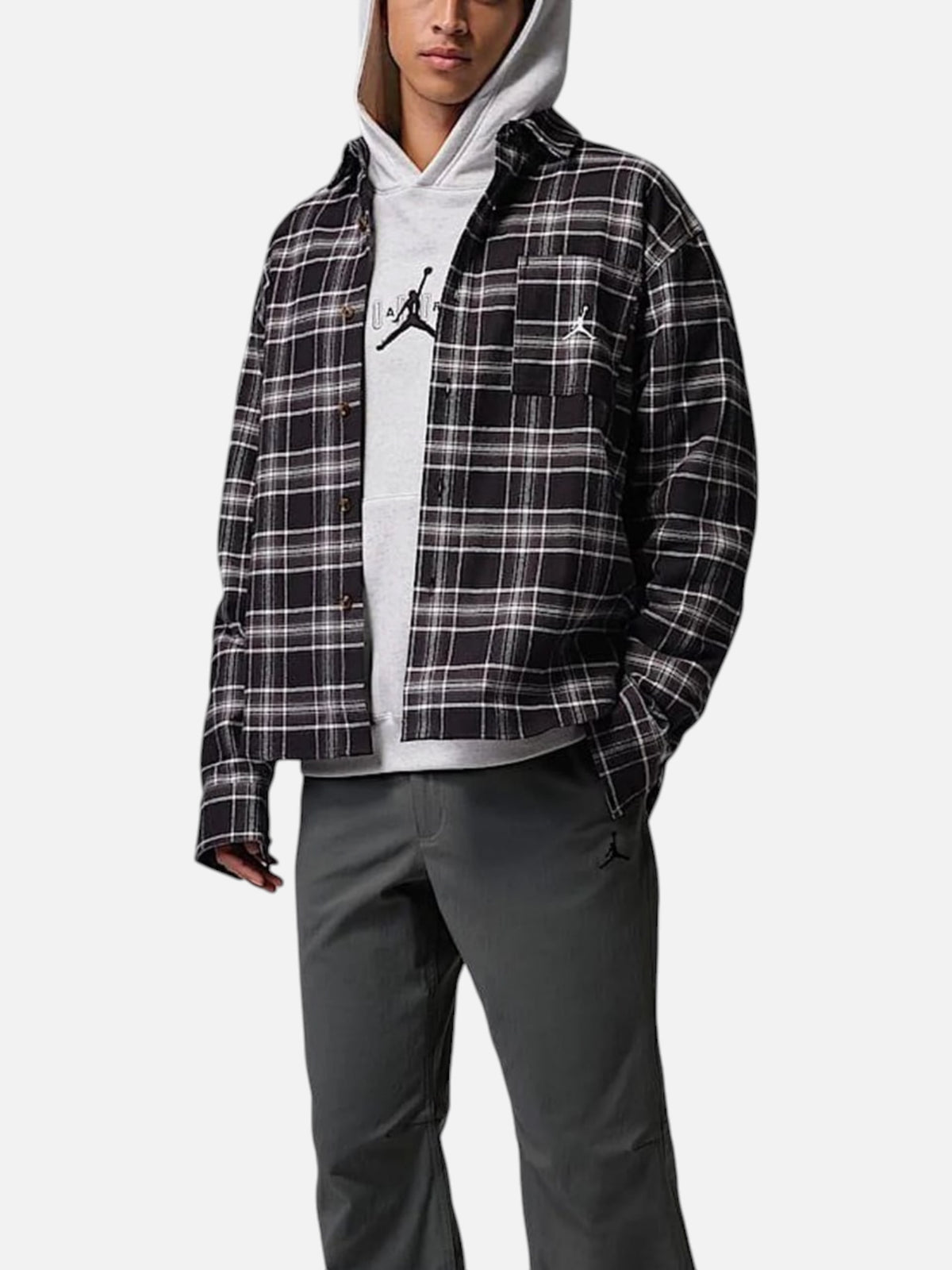 Чоловіча сорочка Air Jordan Brooklyn Graphic Flannel Black/Grey IF1857-010