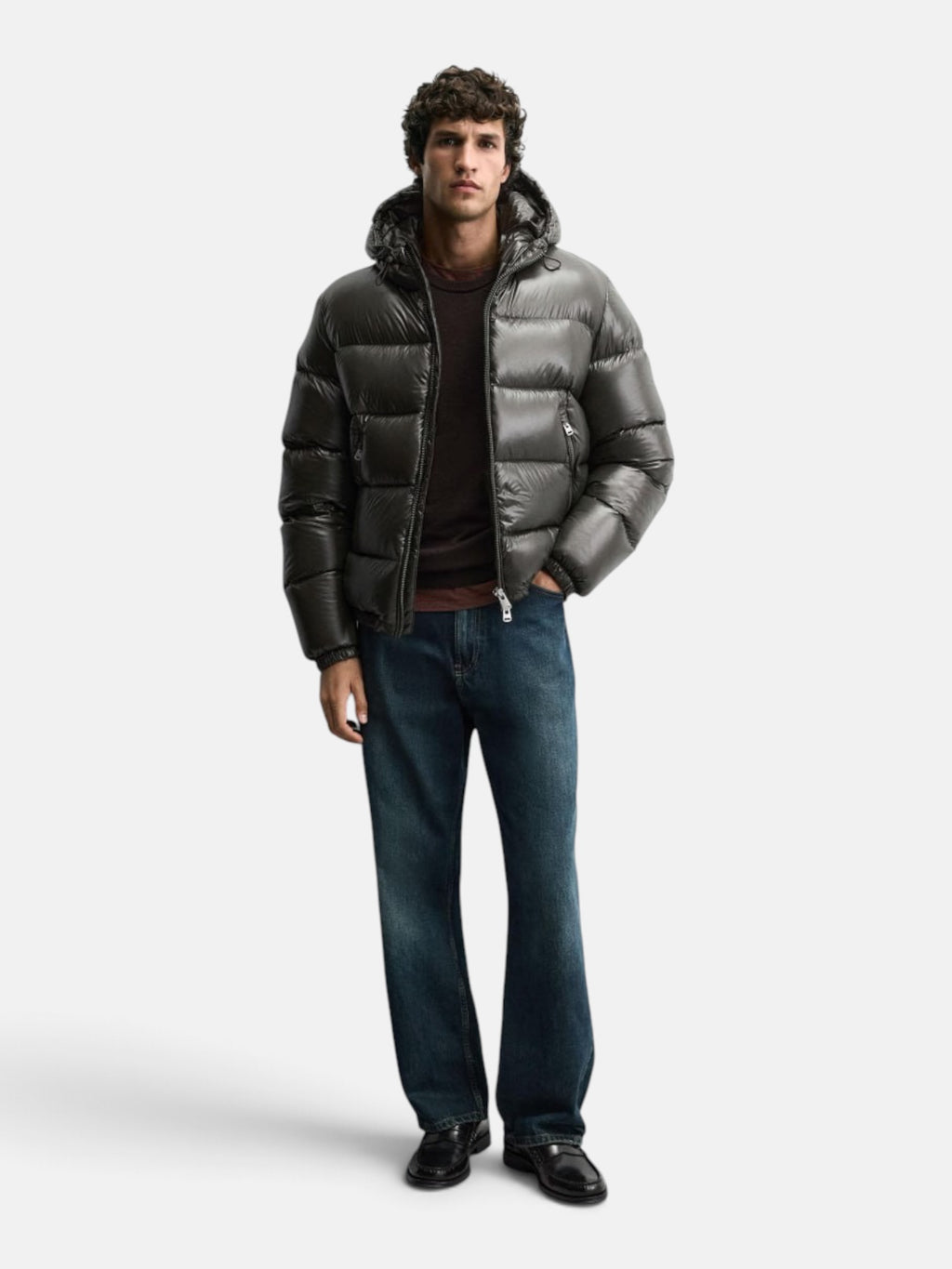 Чоловічий пуховик Zara Puffer Jacket Olive 3411-510-507