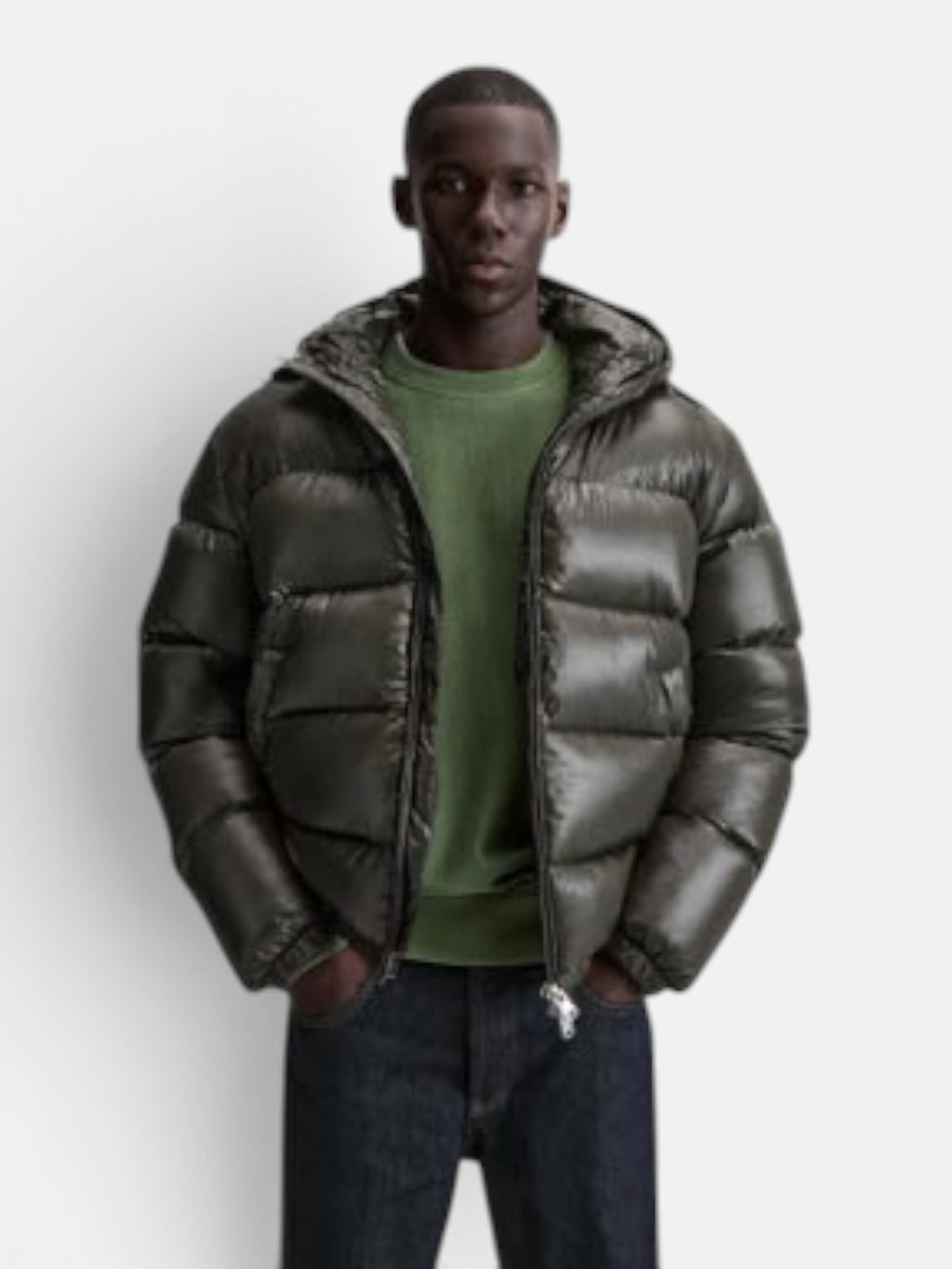 Чоловічий пуховик Zara Puffer Jacket Olive 3411-510-507