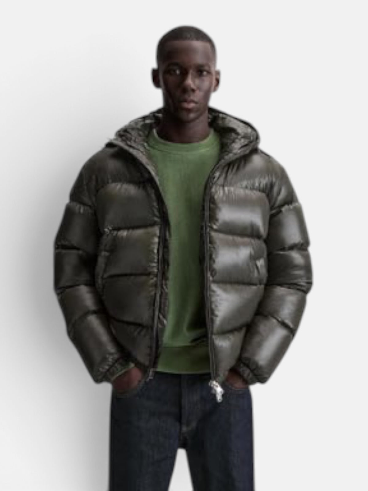 Чоловічий пуховик Zara Puffer Jacket Olive 3411-510-507