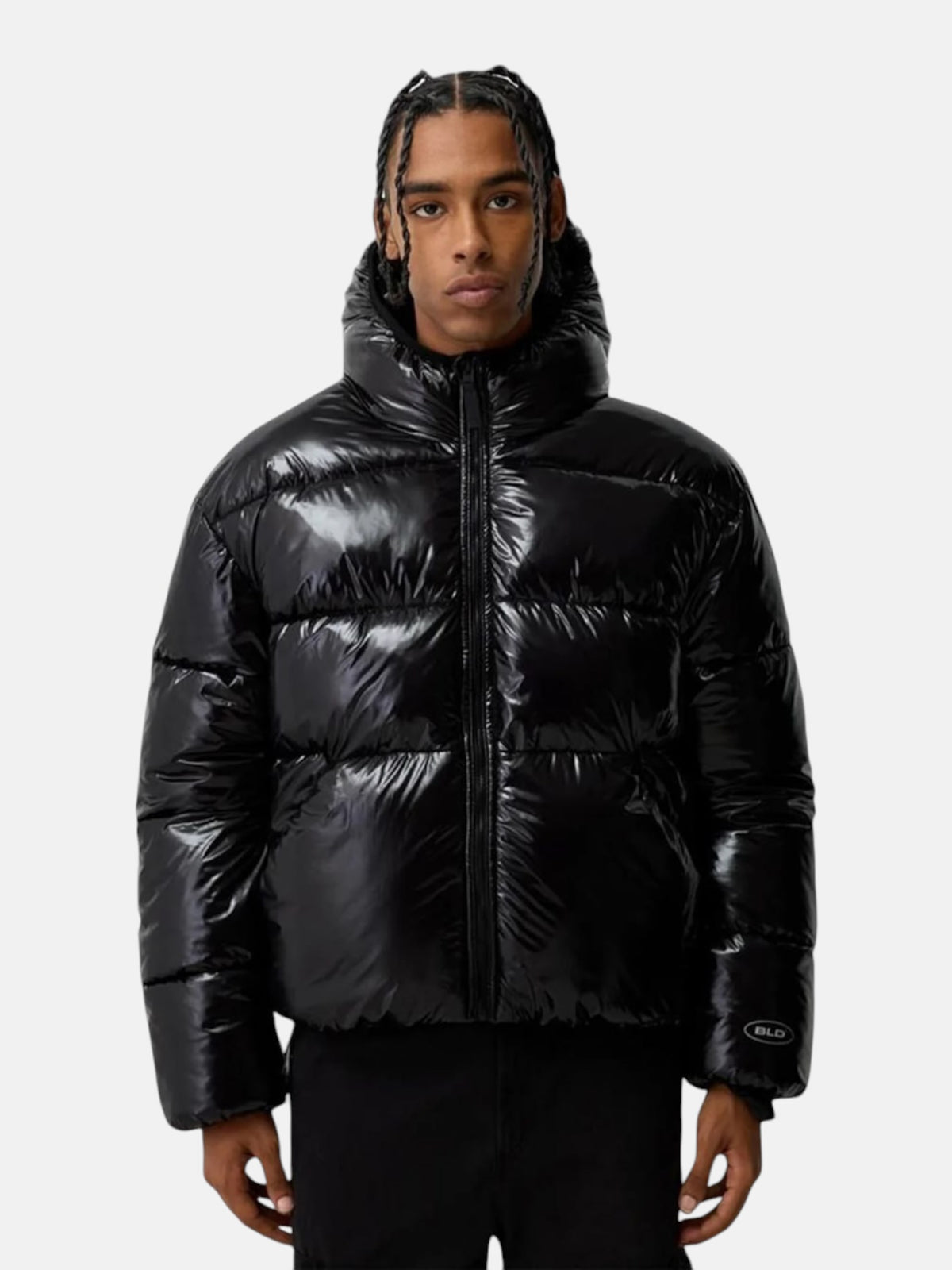 Чоловічий пуховик Bershka Puffer Jacket Black 6783/551/800